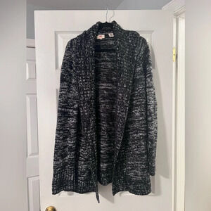 Levis Black Thick Chunky Mid-Length Knitted Cardigan Size Medium